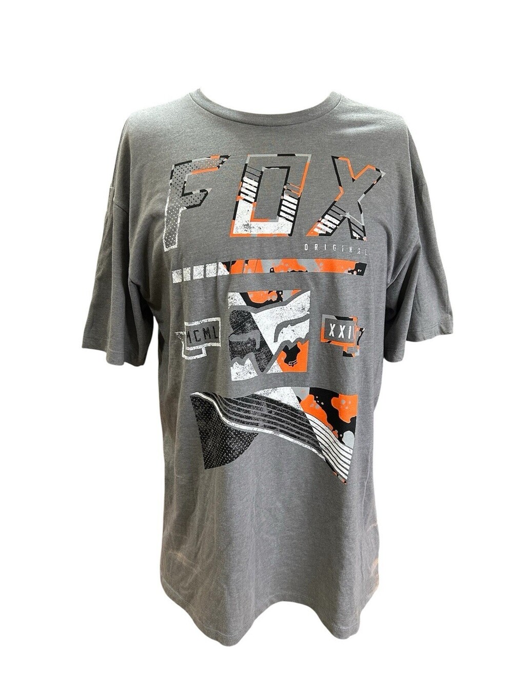 Fox Racing Mens Graphic T-Shirt Large Gray Motocross Tee Short Sleeve